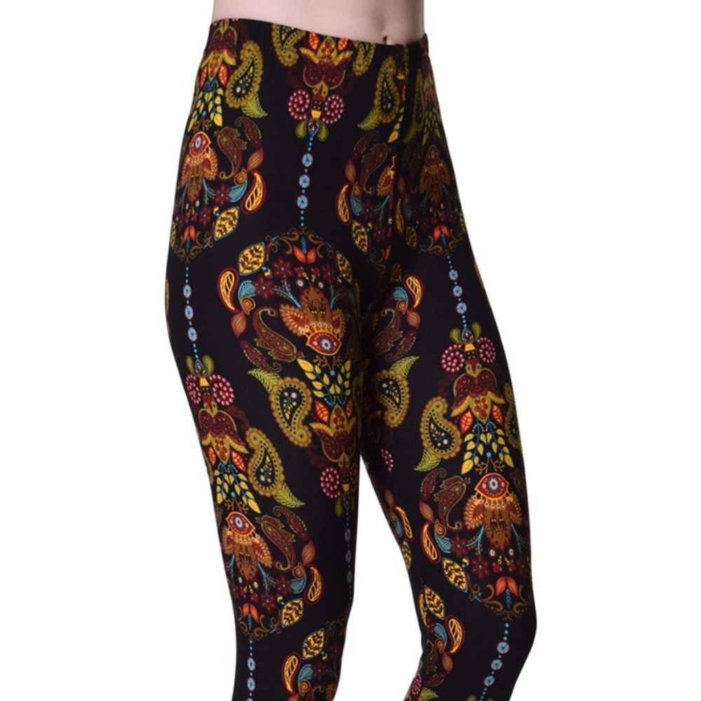 Printed Brushed Leggings- Fall Swirls
